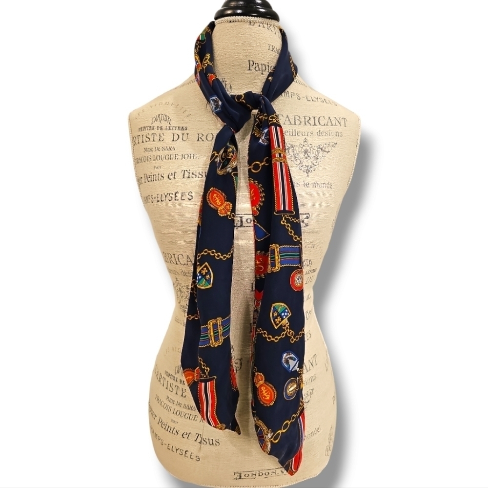 Alfred Dunner Nautical Navy, Red And Gold Printed Multi Scarf-Wrap-Belt - OS